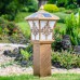 Solar Super Bright LED Courtyard Garden Column Lamp Vintage Chinese Plum Aluminum Post Lantern IP65 Outdoor Solar Pillar Light Park Community Street Light Decoration