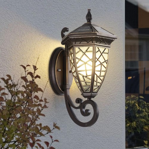 Traditional Solar Wall Outdoor Lamp with Remote Control Wall Mounted Sconce Waterproof Patio Lighting for House Front Porch Patio Garage Doorway