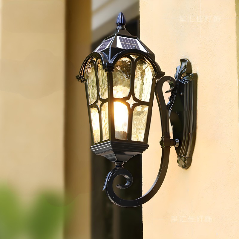 Solar wall lamp American style outdoor gate exterior wall waterproof villa garden outdoor courtyard balcony European