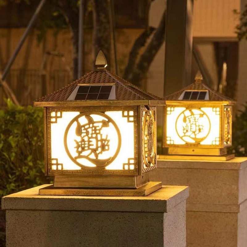 Solar wealth lamp ,  Attract wealth and treasure for you , Solar Post Light, Waterproof Outdoor Courtyard Home Stigma Lantern, for Villa Gate Enclosure Lighting Fixtures