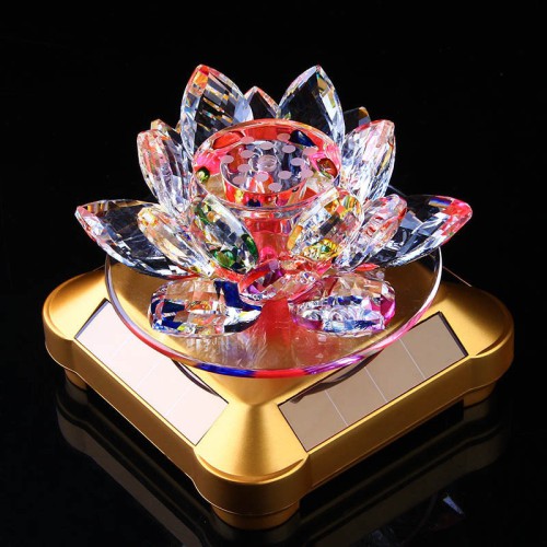 Solar Powered Rotary Crystal Lotus Christmas Home Decoration Automotive Accessories Supplies Decorative Cars. Kawaii Room Decor