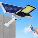 Solar Street Lights Outdoor Lamp, Dusk to Dawn Security Led Flood Light with Remote and Solar Panels, IP65 Waterproof Motion Sensor Solar Lights, for Basketball Court, Road, Yard