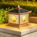 Solar Exterior Garden Lamp Rainproof Chinese Style Column Lamps Waterproof Column Head Lamp Outdoor Glass Pillar Lamp，  Lighting Fixture for Patio, Yard, Garden, Pathway