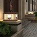 Solar Exterior Garden Lamp Rainproof Chinese Style Column Lamps Waterproof Column Head Lamp Outdoor Glass Pillar Lamp，  Lighting Fixture for Patio, Yard, Garden, Pathway