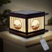 Solar Exterior Garden Lamp Rainproof Chinese Style Column Lamps Waterproof Column Head Lamp Outdoor Glass Pillar Lamp，  Lighting Fixture for Patio, Yard, Garden, Pathway