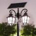 Outdoor Die-cast Light Aluminum Pole Light Retro Solar Post Light LED 2 Head Garden Lighting Decoration Super Bright Street Lamp Waterproof Anticorrosive Column Light