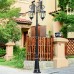 Lamp Post Lights Outdoor Lamp Post Lights Outdoor, European Courtyard High Pole Street Light Solar Outdoor 2 Heads Post Light Villa Retro Garden Lamp Community Waterproof LED Street Lamp Solar Vintage