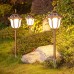 Solar Pathway Lights Outdoor, Glass Shade Lighting Fixture, IP54 Waterproof Solar Powered Deck Yard Pedestal Lamps for Path Garden Patio Landscape Walkway