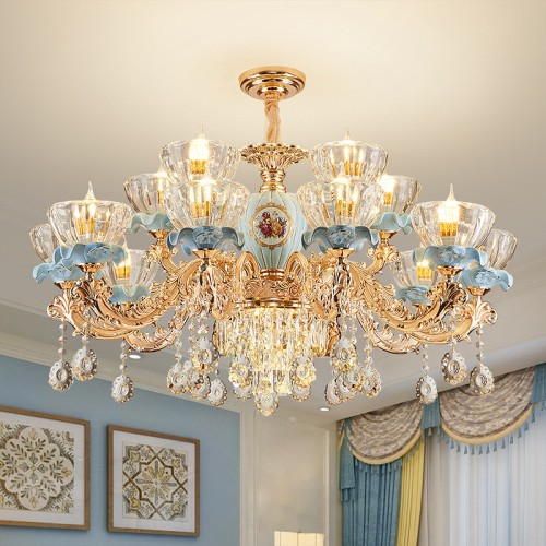 Nordic light luxury zinc alloy living room chandelier French luxury dining room bedroom crystal chandelier