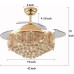 Crystal Ceiling Fan with Light Remote Fandelier LED Retractable Chandelier with Fan 3 Color 3 Speed Light Fix for Living Room Dining Room Gold Finish