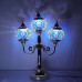 Traditional Rustic Stained Glass Round Shade Sconce 3-Light Table Lamp For Bedroom