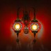 2 Head Wall Sconces Lamp Turkish Mosaic Wall Lamps Moroccan Glass Lantern Wall Lighting Fixture Bohemia Wall Lights for Hallway Aisle