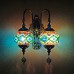 2 Head Wall Sconces Lamp Turkish Mosaic Wall Lamps Moroccan Glass Lantern Wall Lighting Fixture Bohemia Wall Lights for Hallway Aisle