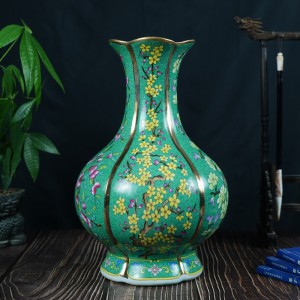 Antique Enamel Flower Mouth Vase Chinese Ceramic Home Living Room Decoration Vase