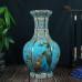 Slow Time Retro Chinese Vase Ceramic Colorful Hexagonal Vase Hand Paint Porcelain Decorative Bottle Vase