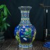 Slow Time Retro Chinese Vase Ceramic Colorful Hexagonal Vase Hand Paint Porcelain Decorative Bottle Vase