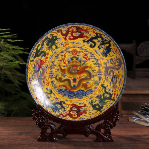 World-famous  Jingdezhen porcelain ，Decorative Plates for Wall Hanging,Decorative Cera 25cm landscape Ceramic Ornaments Plate Chinese Nine Dragons Pattern Decoration Plate