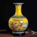 Ceramic Vase, Porcelain with Yellow Bottom, Chinese Decorative Handicraft Ornaments for Home  W36  H55CM