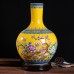 Ceramic Vase, Porcelain with Yellow Bottom, Chinese Decorative Handicraft Ornaments for Home  W36  H55CM